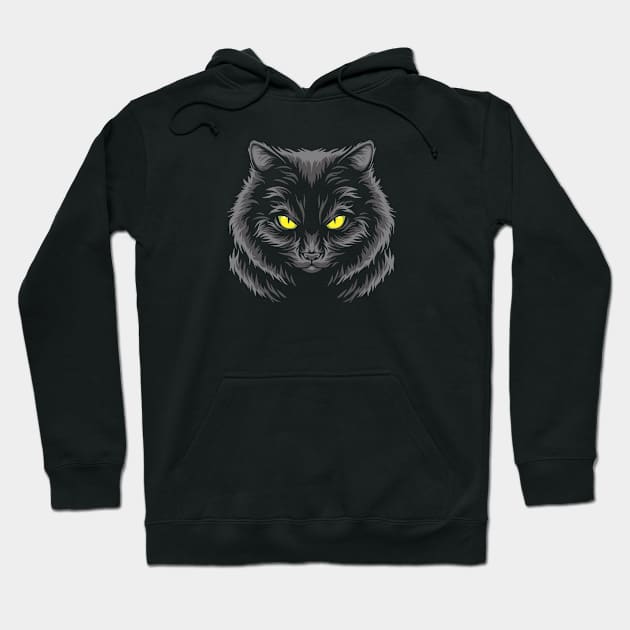 Scary Cat Face Hoodie by fooart